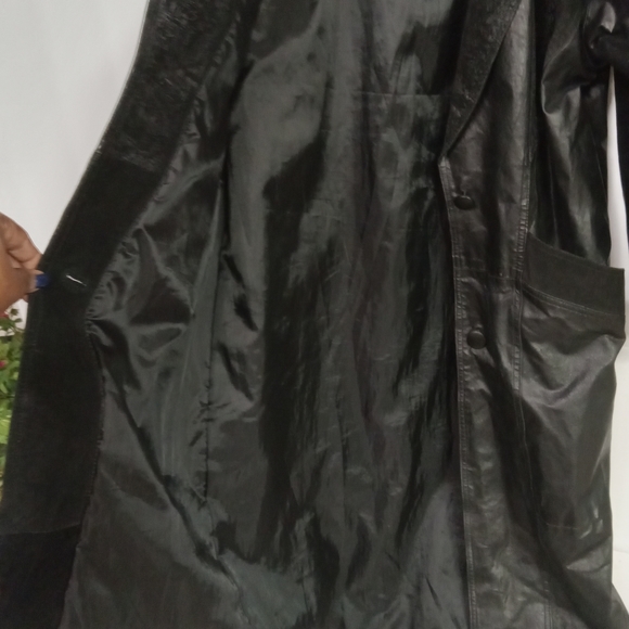 Vintage Coat OMINT APPAREL Maxie Black Leather Floral Suede Size Sm - Picture 13 of 16